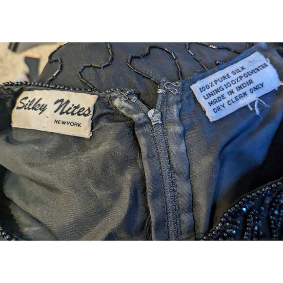 Vintage Black Silk Beaded Formal Dress - Picture 8 of 8